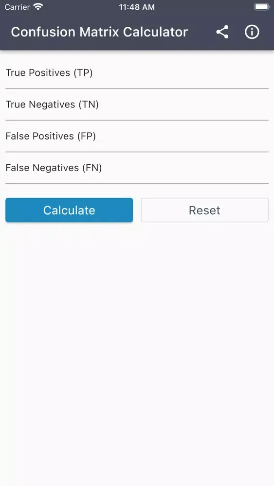 Скриншоты Confusion Matrix Calculator