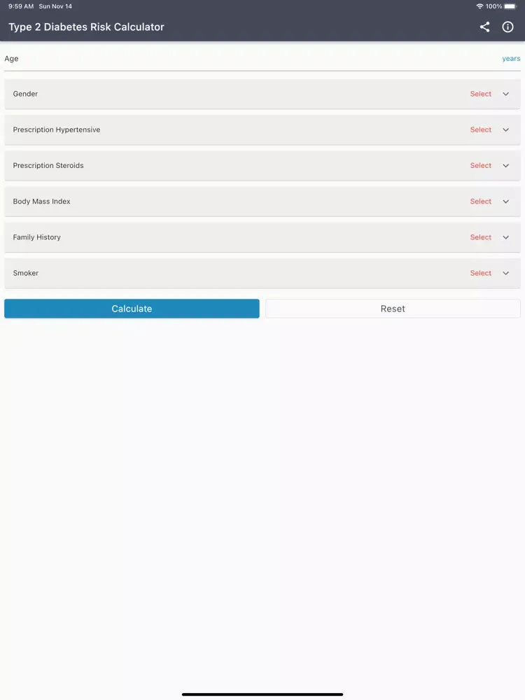 Captures d'écran de Type 2 Diabetes Risk Score iPad 