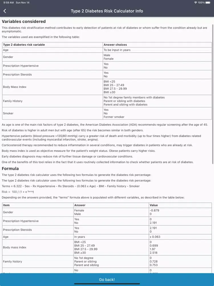 Captures d'écran de Type 2 Diabetes Risk Score iPad 