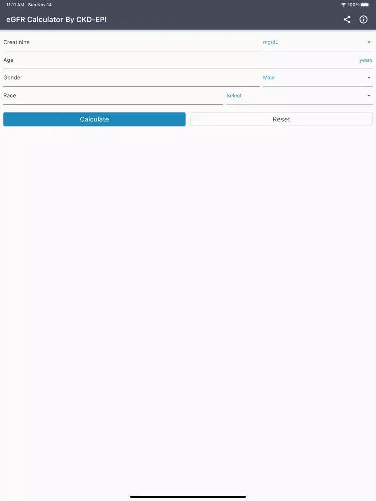 CKD-EPI eGFR Calculator iPad  Ekran Görüntüleri