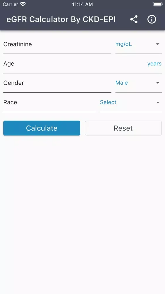 CKD-EPI eGFR Calculator Ekran Görüntüleri