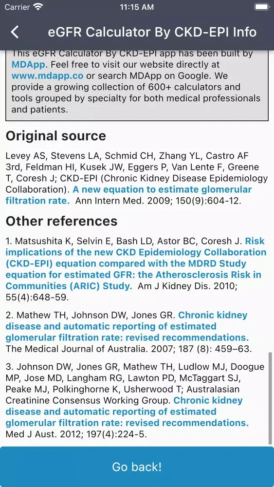 CKD-EPI eGFR Calculator Ekran Görüntüleri
