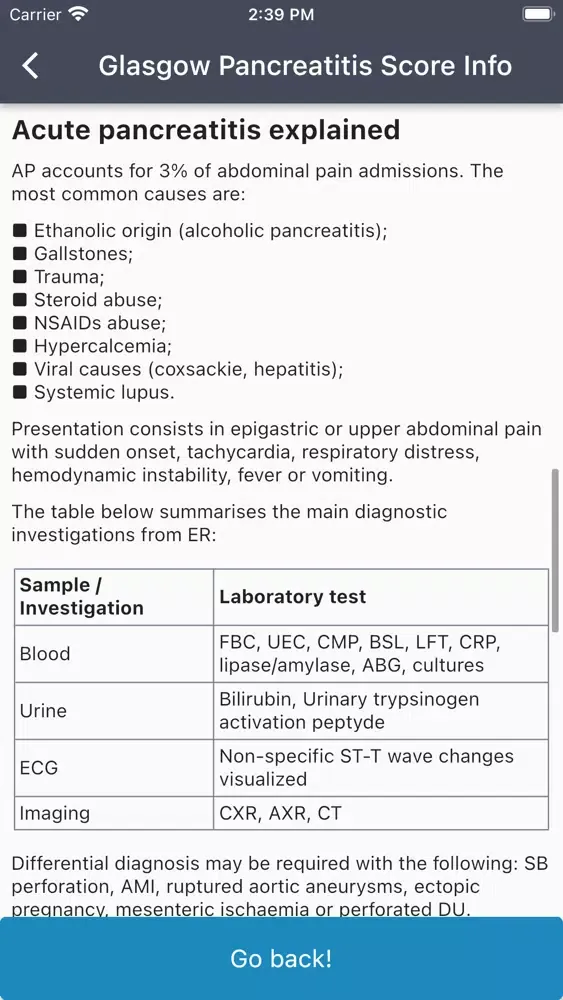 Tangkapan layar Glasgow Pancreatitis Score