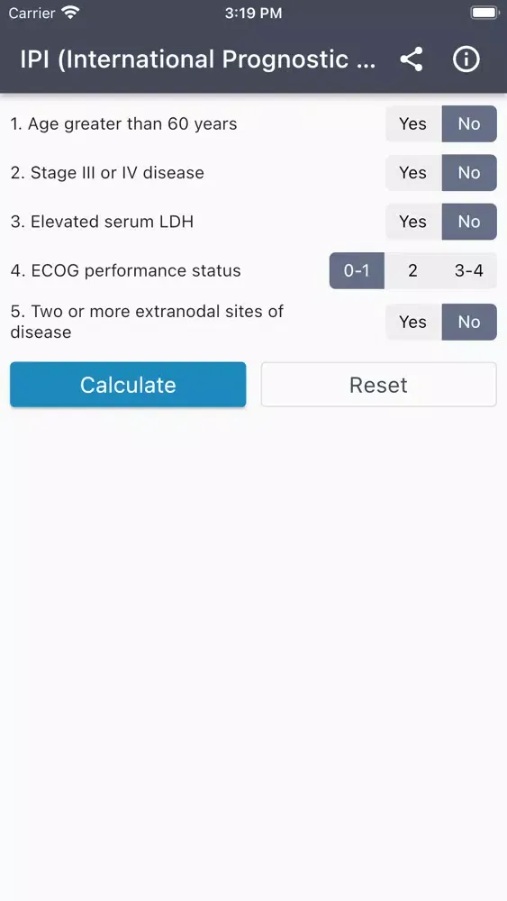 Lymphoma IPI Score Calculator स्क्रीनशॉट