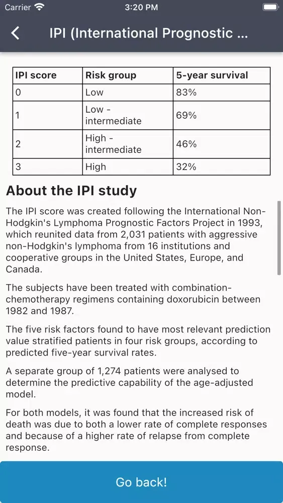 Lymphoma IPI Score Calculator स्क्रीनशॉट