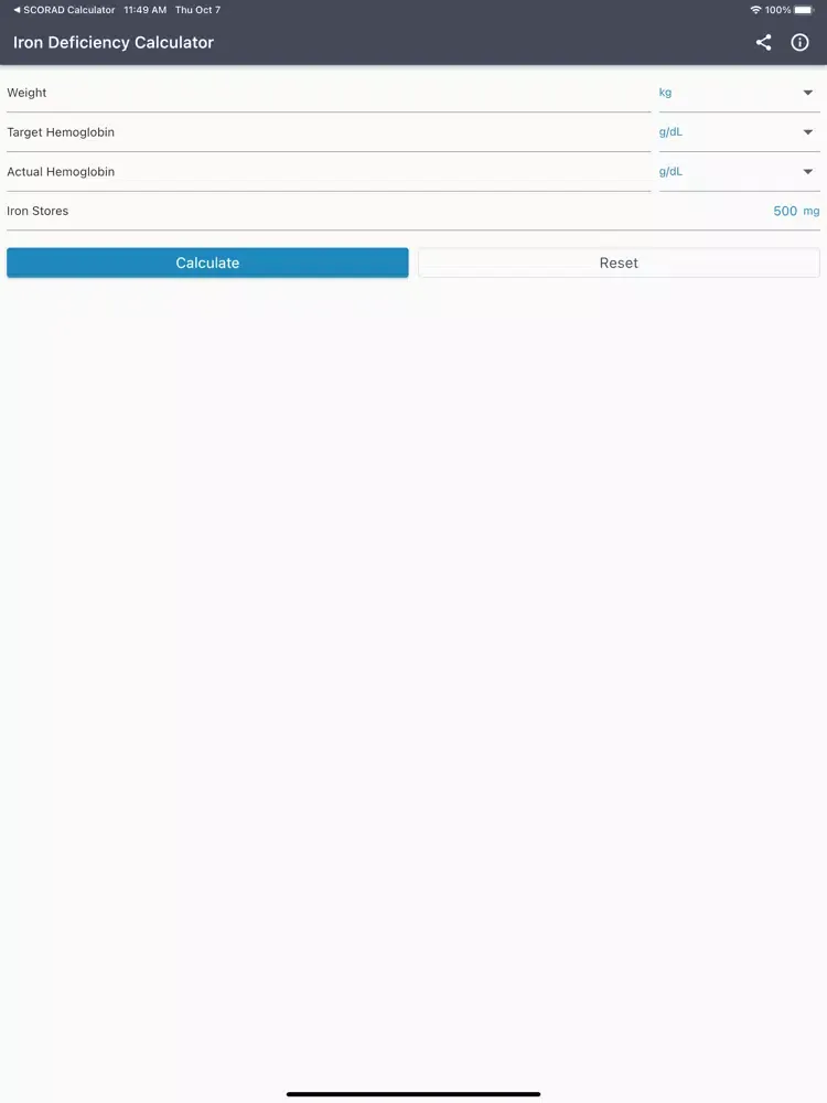 Capturas de pantalla de Iron Deficiency Calculator iPad 