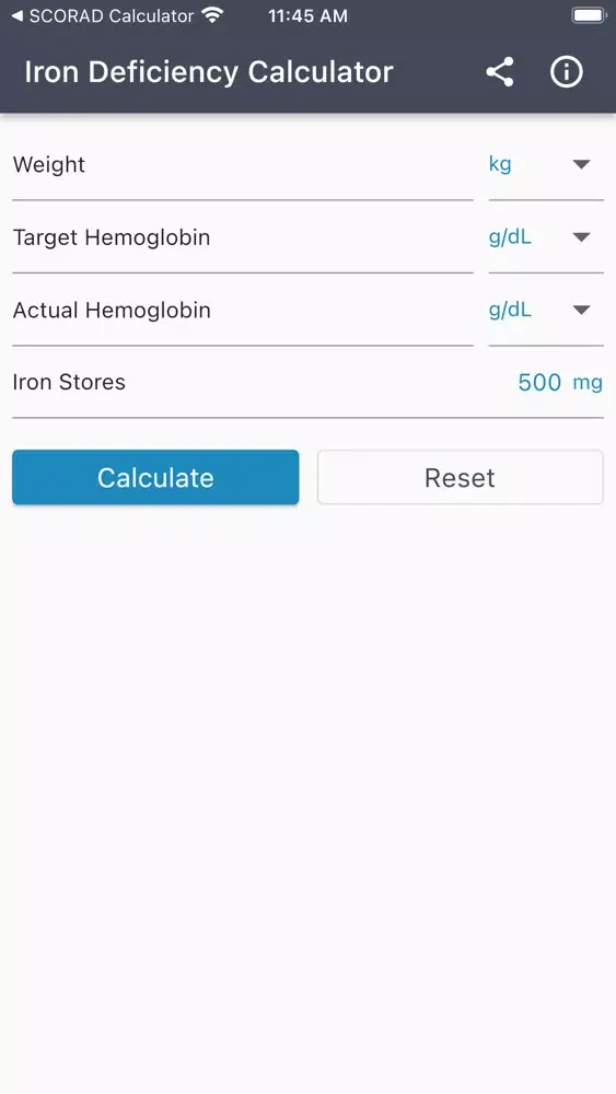 Capturas de pantalla de Iron Deficiency Calculator