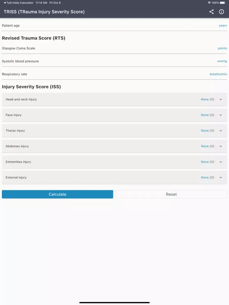 TRISS Calculator iPad  سکرین شاٹس