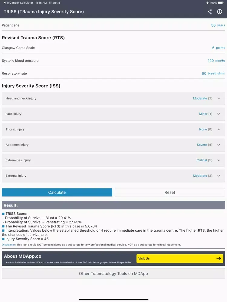 TRISS Calculator iPad  سکرین شاٹس