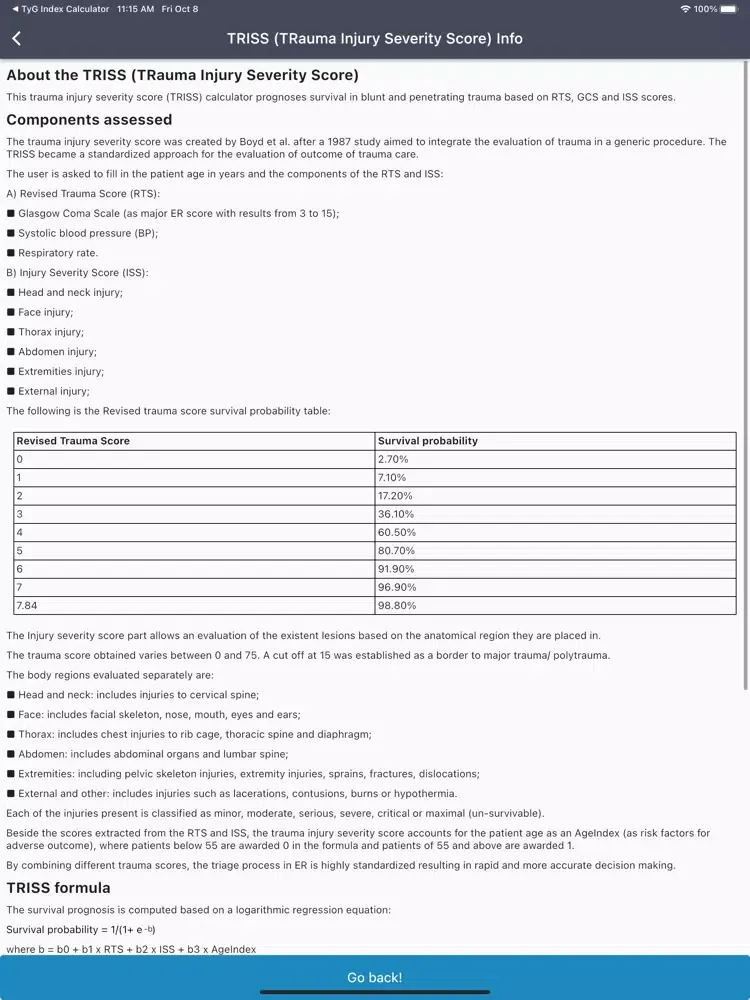 TRISS Calculator iPad  سکرین شاٹس