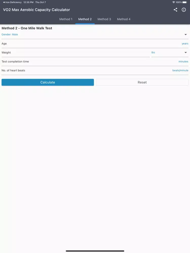 Screenshot di VO2 Max Aerobic Capacity Calc iPad 
