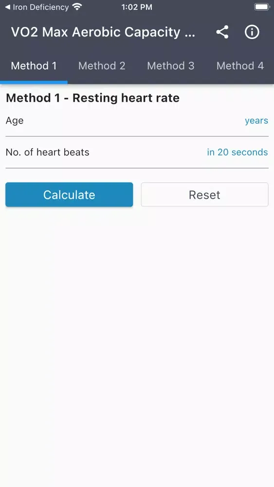 Screenshot di VO2 Max Aerobic Capacity Calc