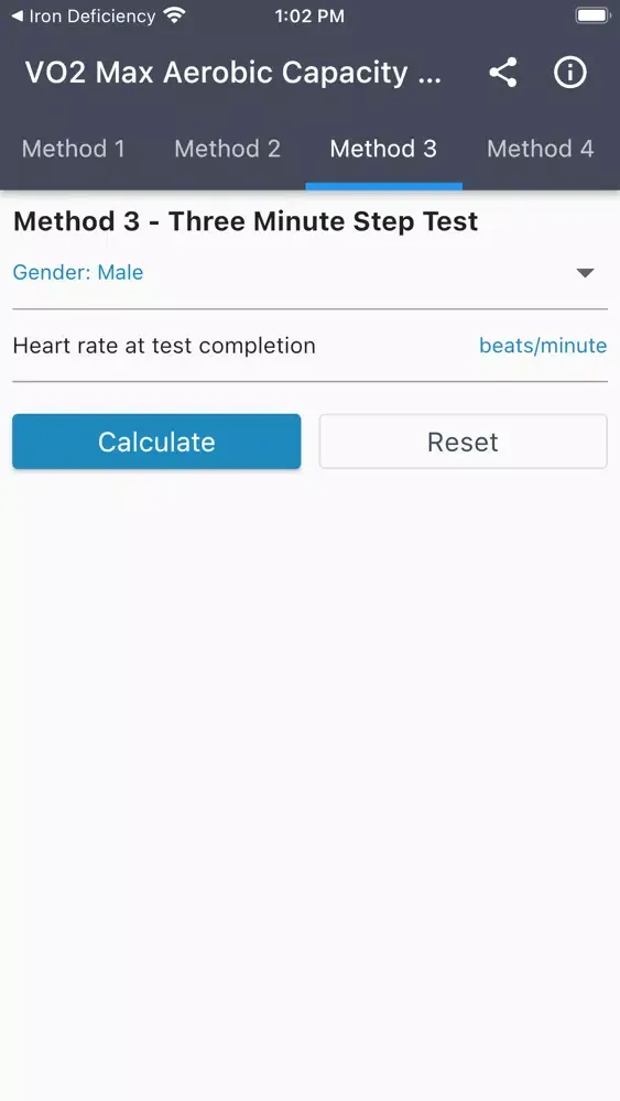 Screenshot di VO2 Max Aerobic Capacity Calc