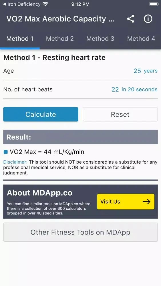 Screenshot di VO2 Max Aerobic Capacity Calc