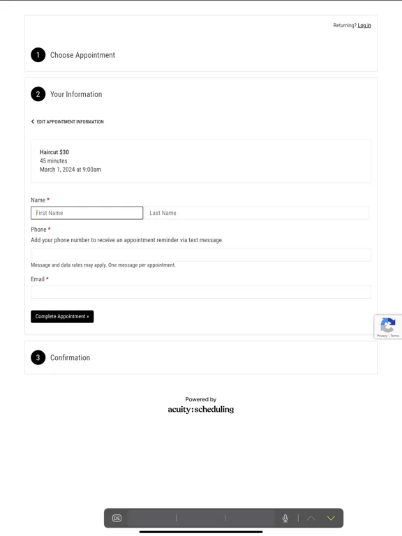 Tangkapan skrin Klutch Barber Co iPad 