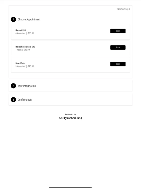 Tangkapan skrin Klutch Barber Co iPad 