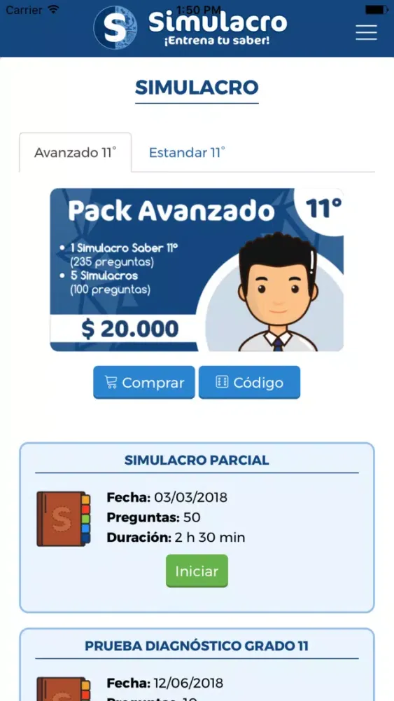 ภาพหน้าจอของ Simulacro App
