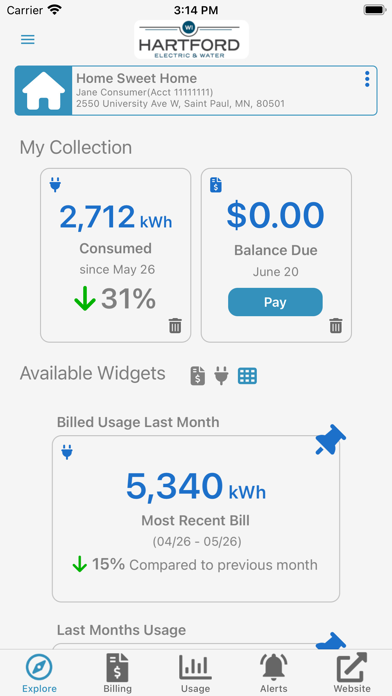 Tangkapan skrin Hartford Utilities