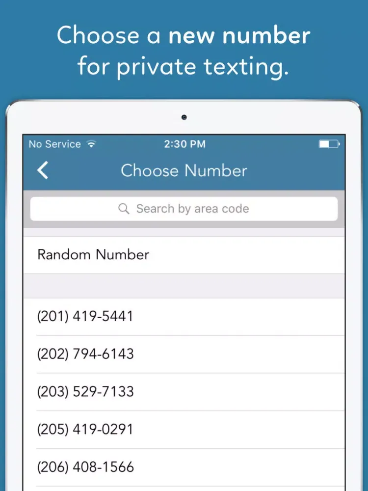 Tangkapan skrin New Texting Number App iPad 