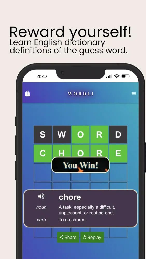 Capturas de tela do WORDLI - Guess the Word