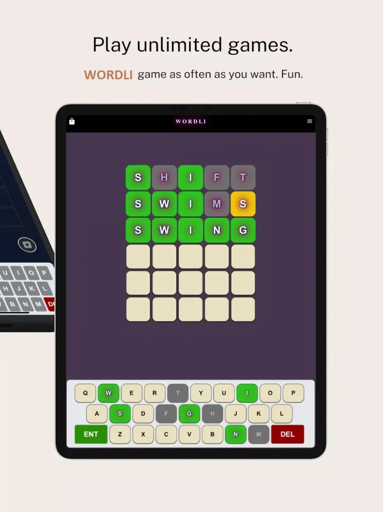 Capturas de tela do WORDLI - Guess the Word