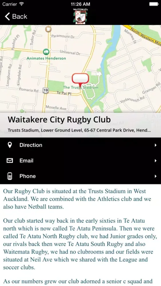 Ảnh chụp màn hình của Waitemata Rugby Club App