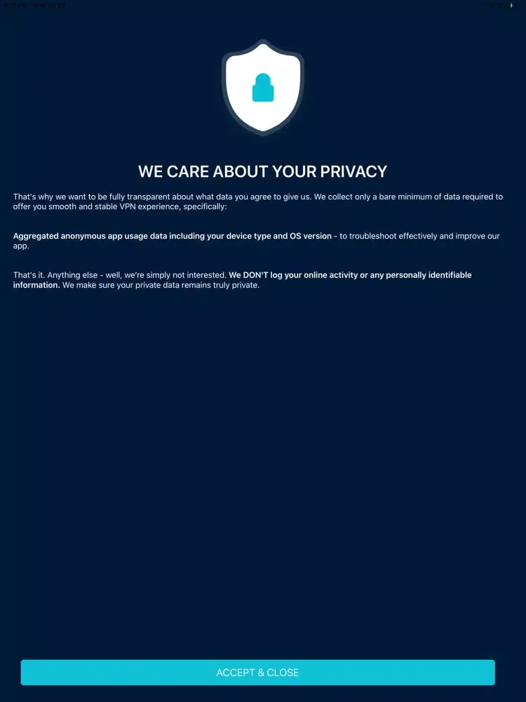 ภาพหน้าจอของ GorillaVPN - Secure VPN Proxy iPad 