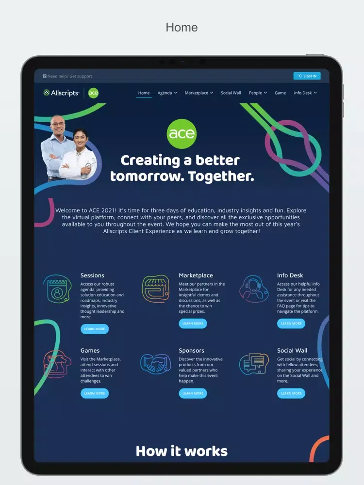 Capturas de tela do Allscripts ACE 2021 iPad 
