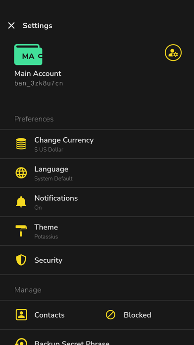 Capturas de pantalla de Potassius - BANANO Wallet