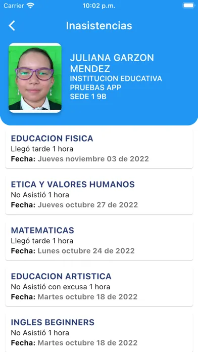 Capturas de pantalla de PuntoEdu Estudiantes