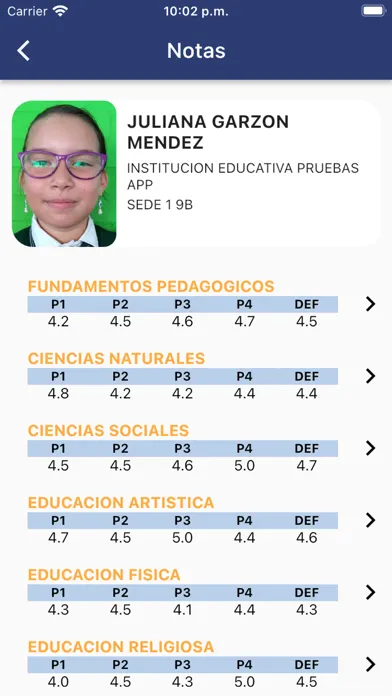 Capturas de pantalla de PuntoEdu Estudiantes