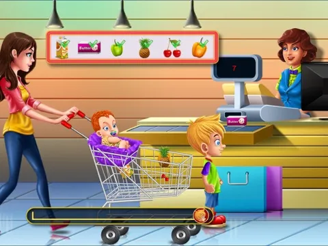 Ảnh chụp màn hình của Shopping Game Kids Supermarket  help mom with the shopping list and to pay the cashier ! FREE iPad 