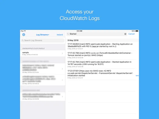 Capturas de pantalla de Cloud Console for AWS iPad 