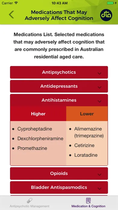 Captures d'écran de DTA Medications
