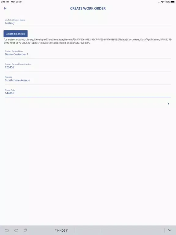 Work Order Digitalization iPad  Ekran Görüntüleri
