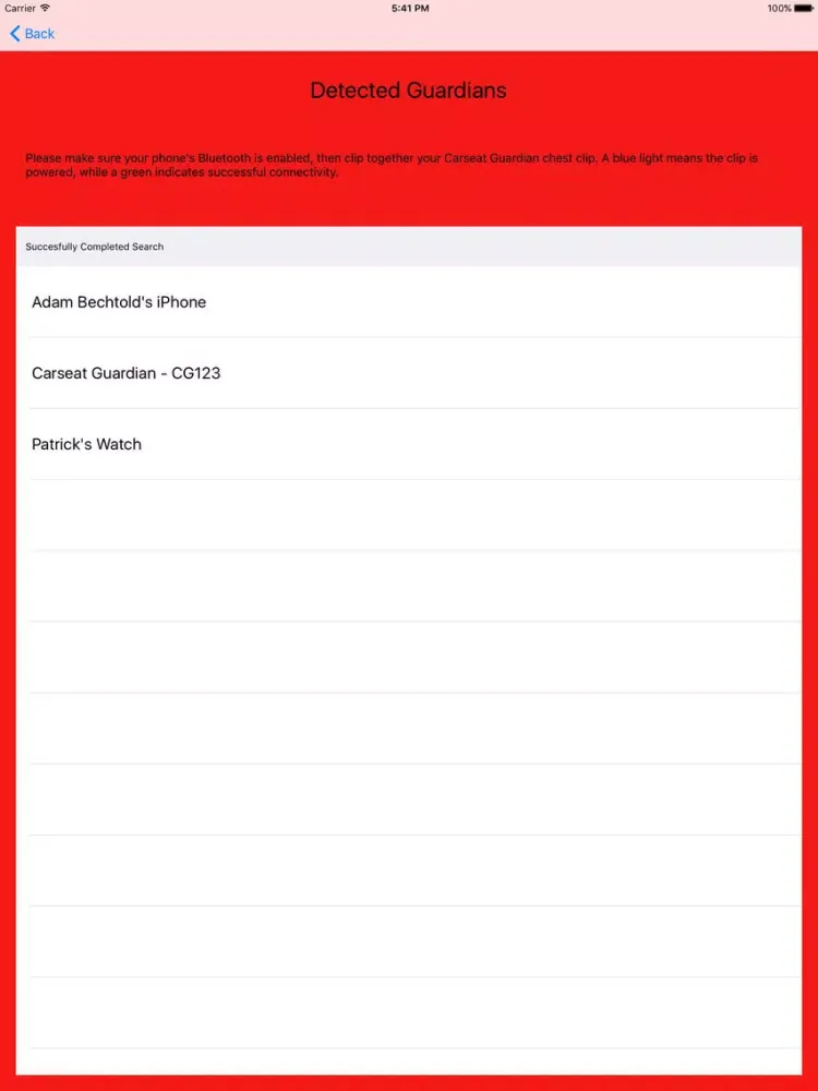 Capturas de pantalla de CarseatGuard iPad 