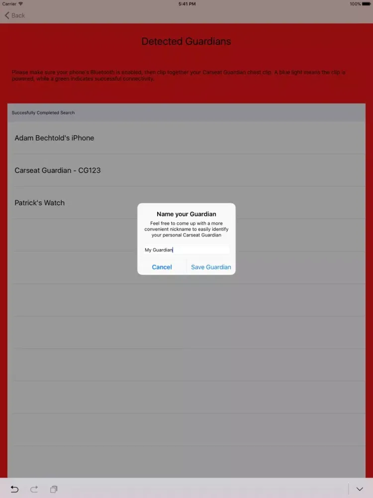 Capturas de pantalla de CarseatGuard iPad 