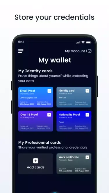 Talao wallet Screenshots
