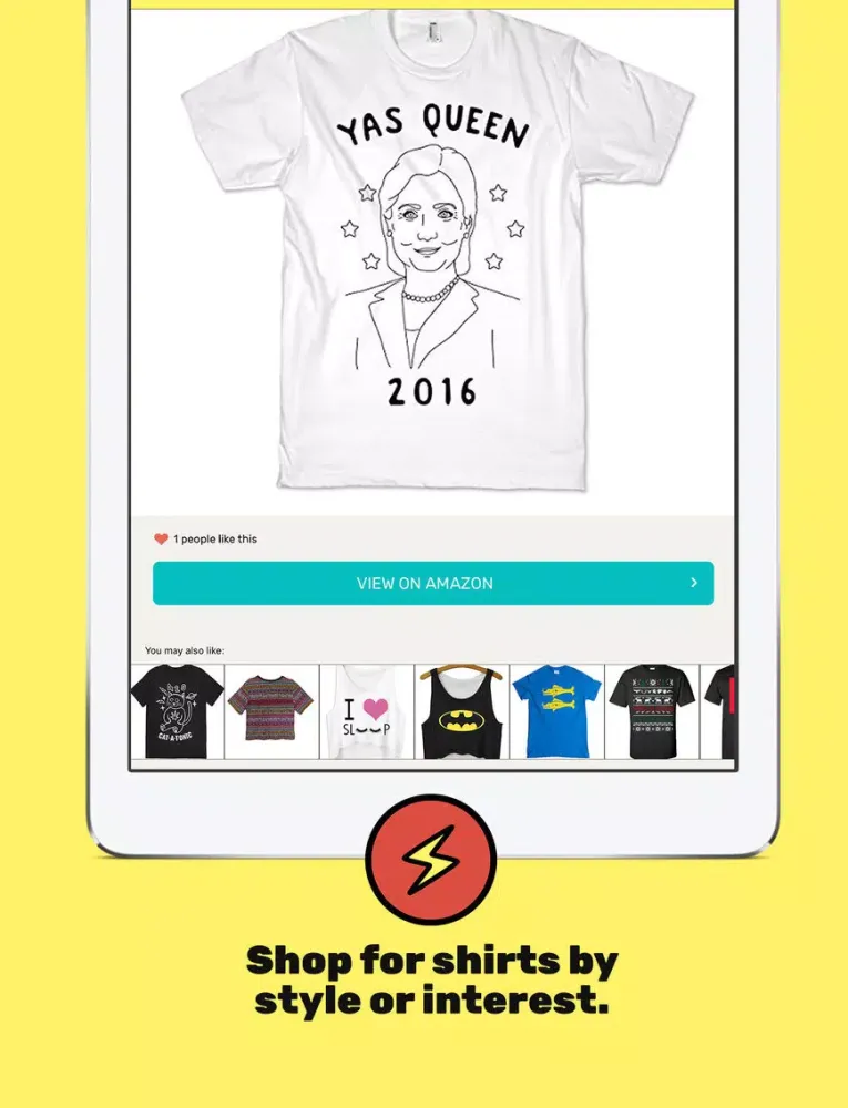 Tangkapan layar Teepy, A Curated T-Shirt Shop for Amazon. Collect, buy, and gift tees for any style or occasion! iPad 