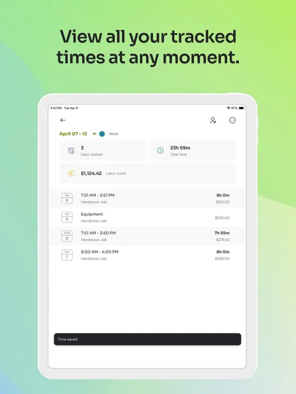 Скриншоты Time Squared - Hours Tracker iPad 
