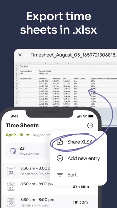 Скриншоты Time Squared - Hours Tracker