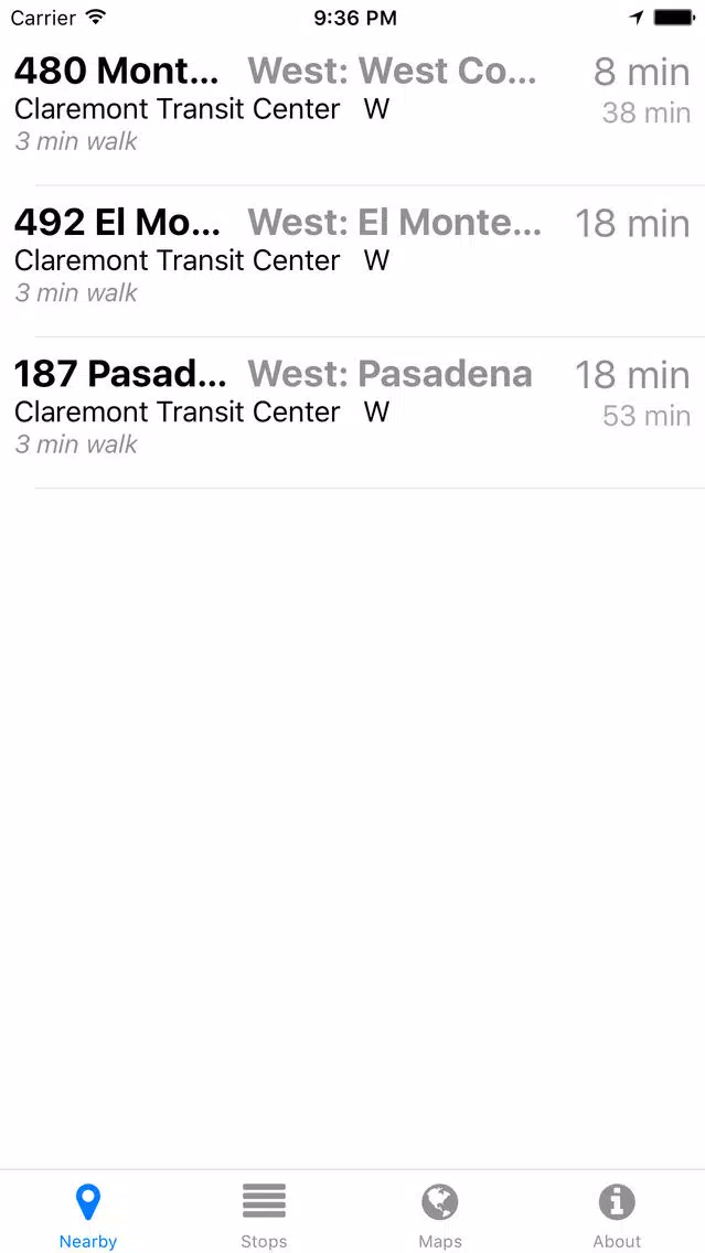 Captures d'écran de Foothill Transit Now - Real-time Transit Arrivals