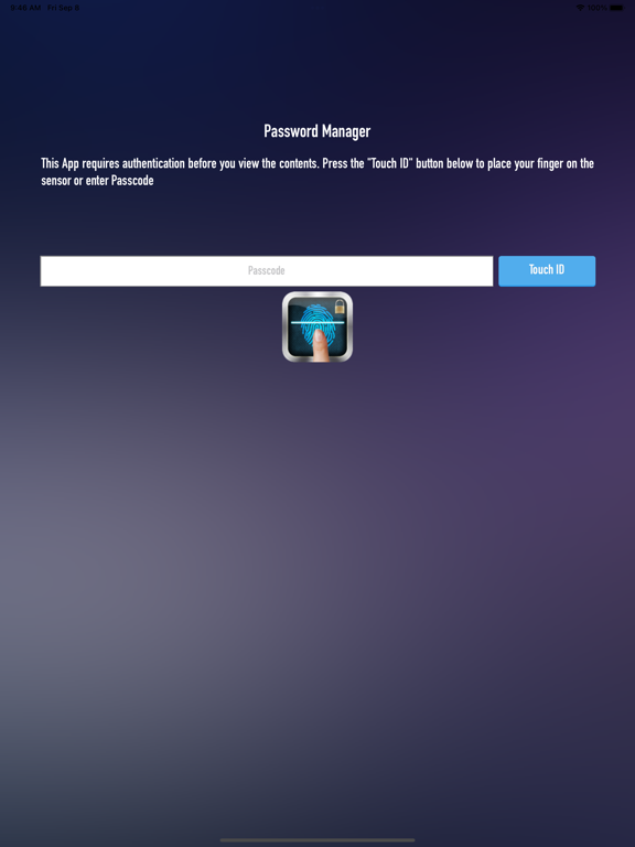 Captures d'écran de Finger Vault Password Manager iPad 