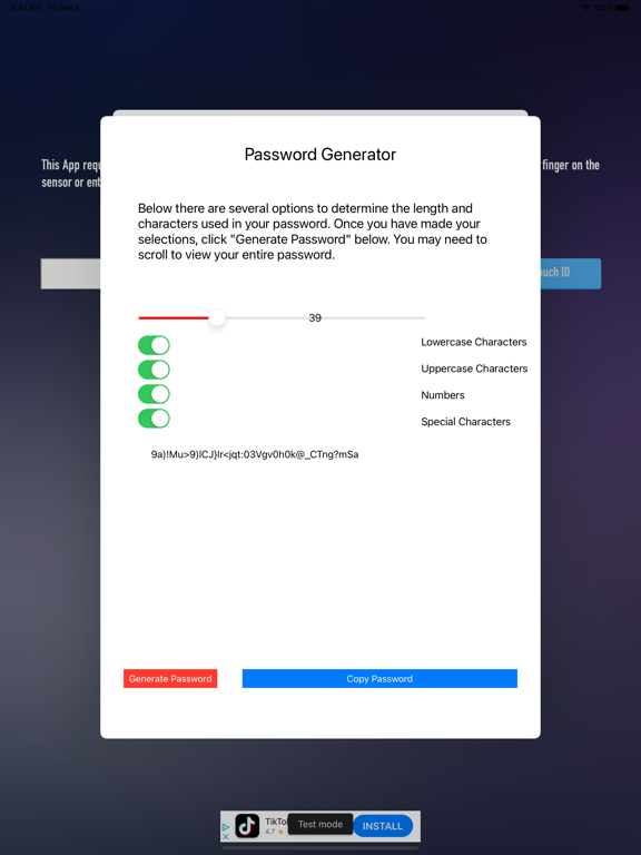 Captures d'écran de Finger Vault Password Manager iPad 