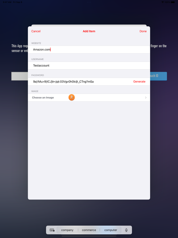 Captures d'écran de Finger Vault Password Manager iPad 