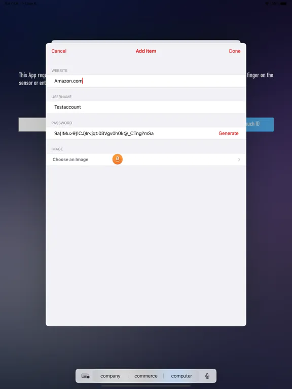 Finger Vault Password Manager iPad  স্ক্রিনশট