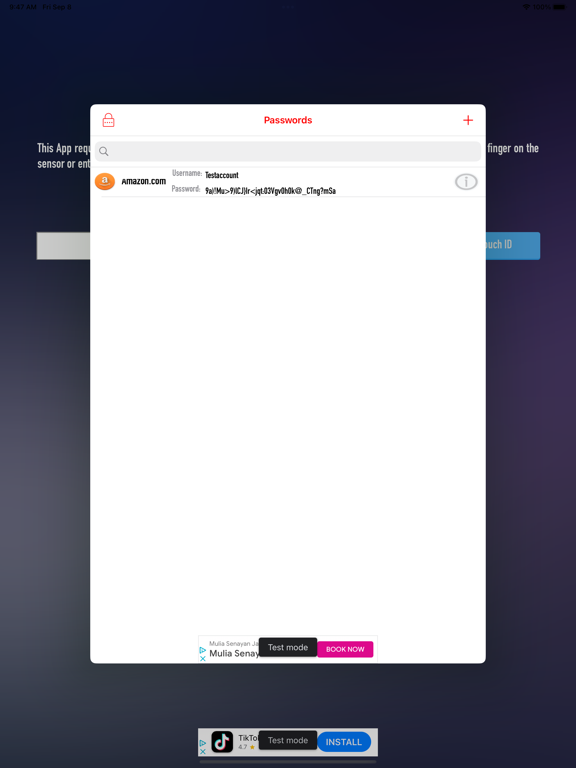 Captures d'écran de Finger Vault Password Manager iPad 