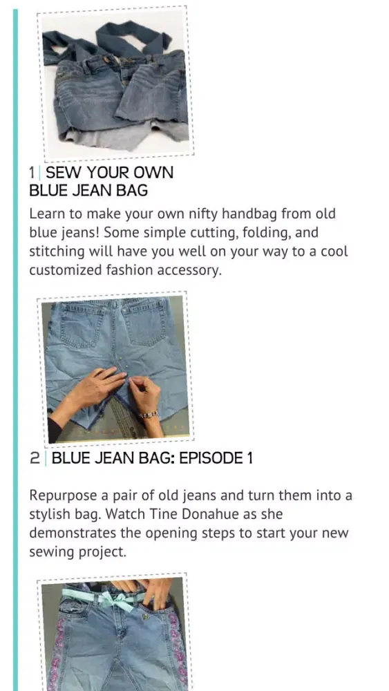 Sew Your Own Blue Jean Bag Ekran Görüntüleri