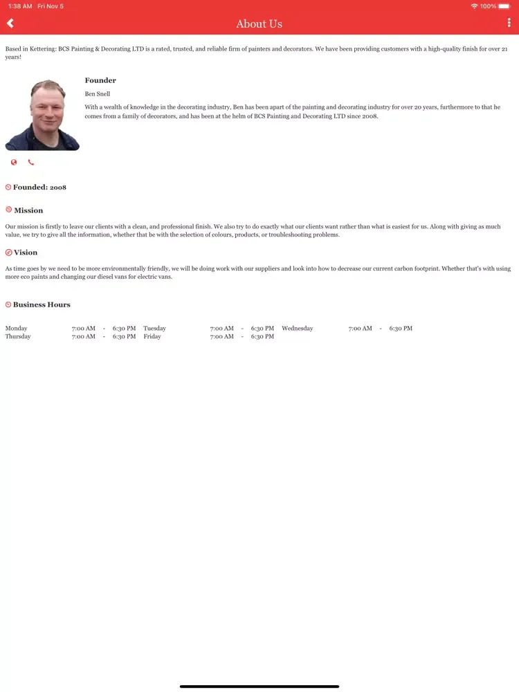 Zrzuty ekranu BCS Painting & Decorating Ltd iPad 