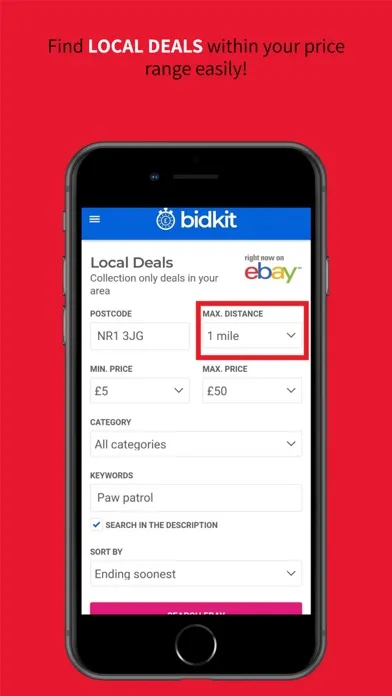 bidkit local ebay deals finder स्क्रीनशॉट